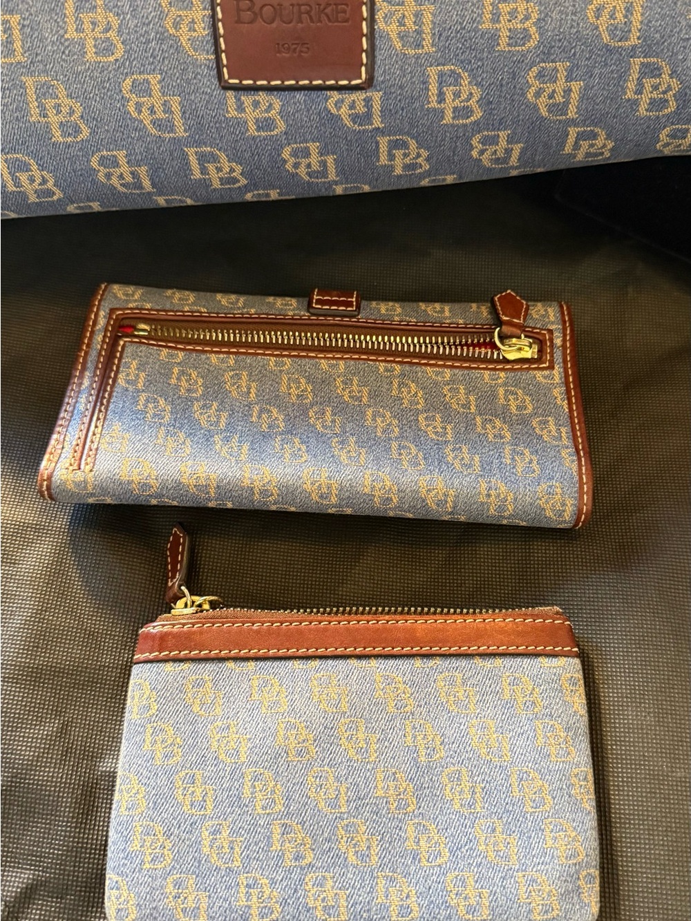 Dooney & Bourke Blue Denim Logo Shoulder Bag with Wallet and Wristlet - Picture 5 of 16